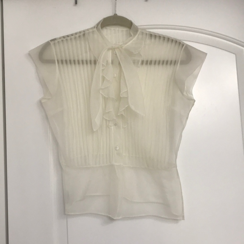 Vintage ivory sheer blouse